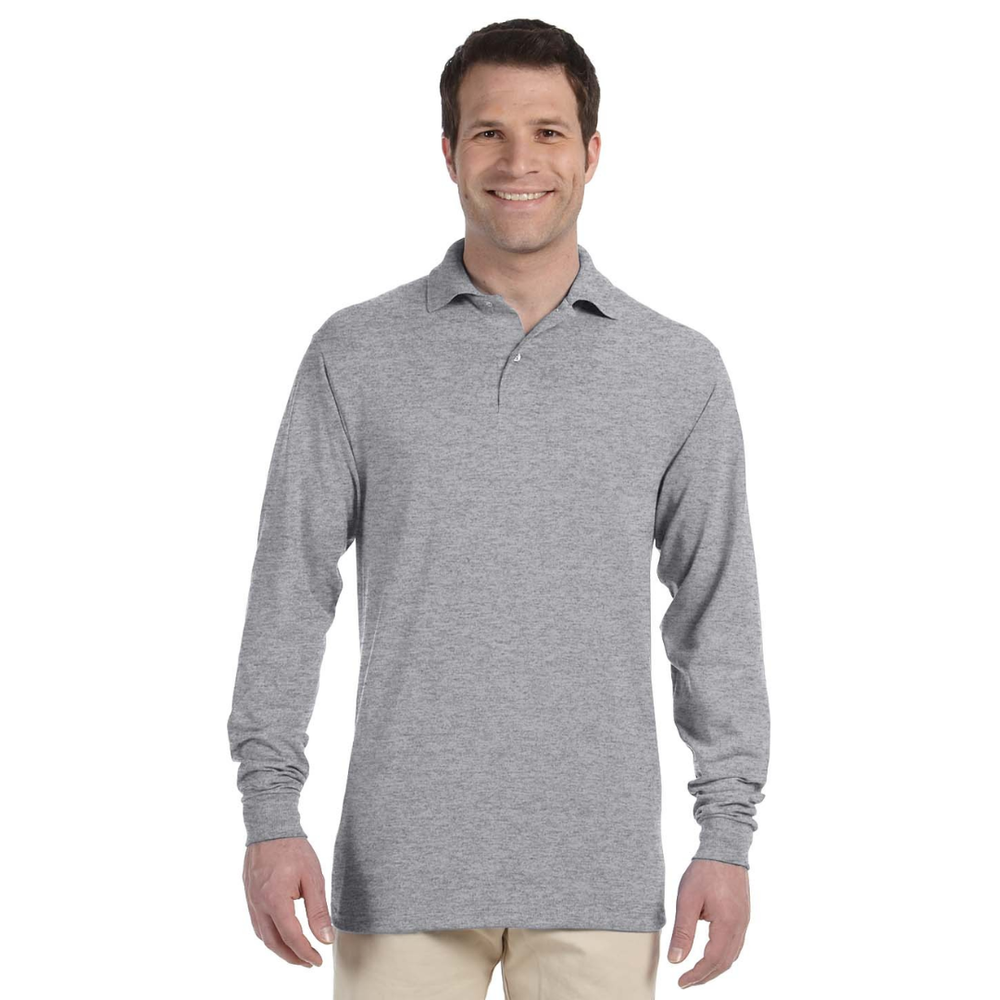 Unisex Long Sleeve Polo – Grey primary image