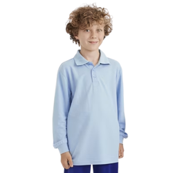 Image of Boys Long Sleeve Polo - Light Blue 