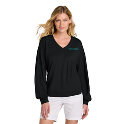Image of Women's TravisMathew Luxury Billowing Sleeve V-Neck