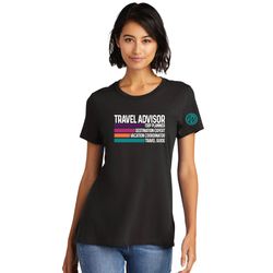 Image of Women's Crew Neck Super Important Tee Shirt_TRAVEL ADVISOR WHITE PLUS COLOR BLOCKS