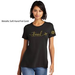 Image of Women's Crew Neck Super Important Tee Shirt_TRAVEL BOOKING EXPERT GOLD