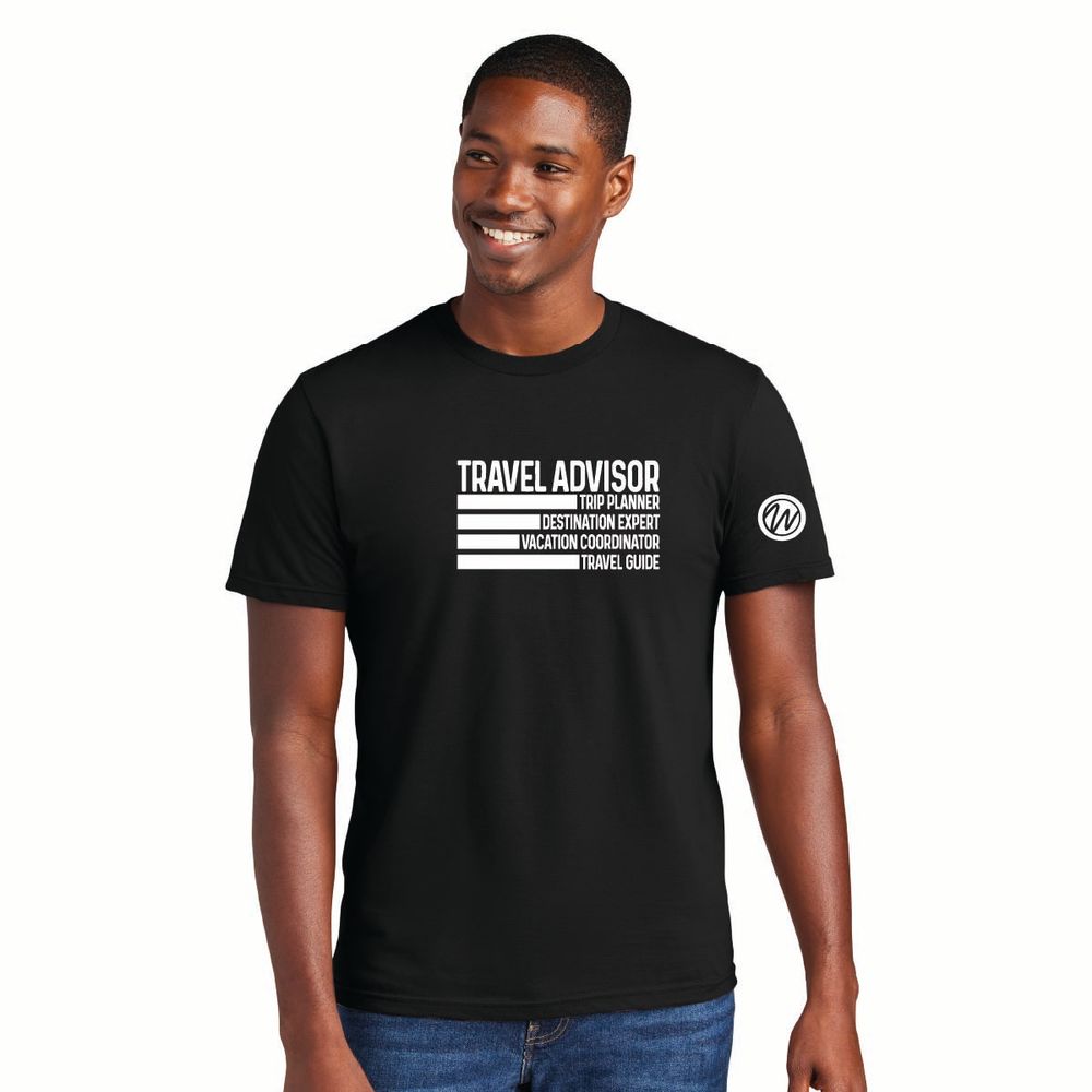 Men's Crew Neck Super Important Tee Shirt_TRAVEL ADVISOR WHITE TEXT primary image