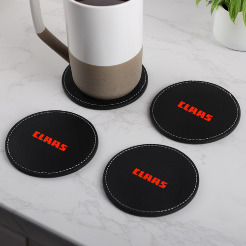 Benson Bonded Leather 4pc. Coaster Set In Box image thumbnail