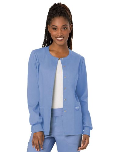 2115- Cherokee Women's Workwear Revolution Scrubs Snap Front Warm-up Jacket image thumbnail