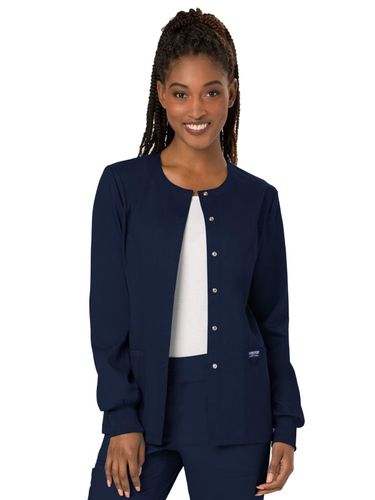 2115- Cherokee Women's Workwear Revolution Scrubs Snap Front Warm-up Jacket image thumbnail