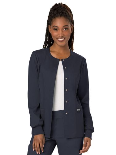 2115- Cherokee Women's Workwear Revolution Scrubs Snap Front Warm-up Jacket image thumbnail