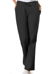 Image of Cherokee Womens NATURAL RISE FLARE LEG DRAWSTRING PANT
