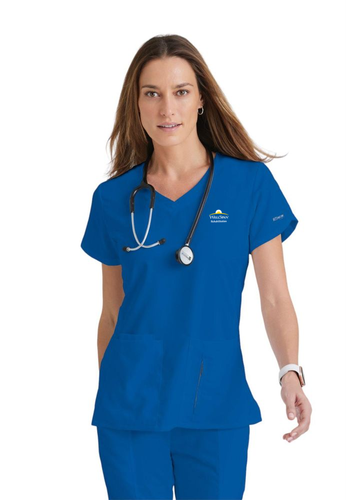 2021- Grey's Anatomy Women's 4 Pocket Crossover V-Neck Cora Top image thumbnail