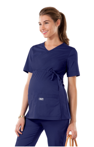 2115- Cherokee Workwear Core Stretch Maternity V-Neck Knit Panel Top image thumbnail