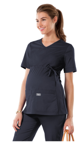 2115- Cherokee Workwear Core Stretch Maternity V-Neck Knit Panel Top image thumbnail