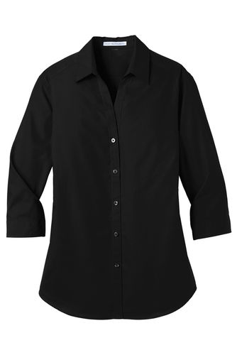 2021-Port Authority Ladies 3/4-Sleeve Carefree Poplin Shirt image thumbnail