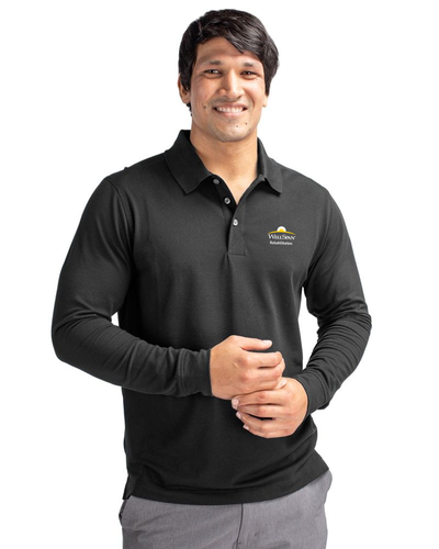 2021-Cutter & Buck Advantage Recycled Cotton-Blend Pique Mens Long Sleeve Polo image thumbnail