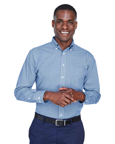 Men's Crown Collection® Gingham Check Woven Dress Shirt image thumbnail