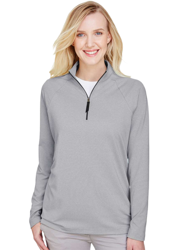 Devon & Jones Women's CrownLux Performance® Clubhouse Micro-Stripe Quarter-Zip Pullover image thumbnail