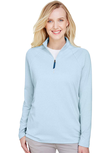 Devon & Jones Women's CrownLux Performance® Clubhouse Micro-Stripe Quarter-Zip Pullover image thumbnail