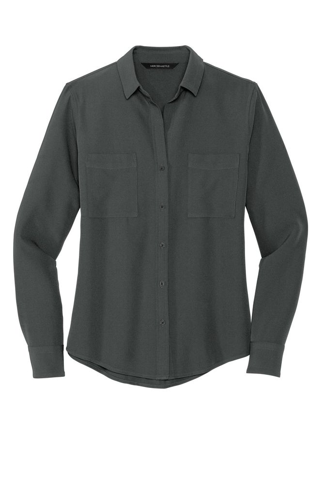 MERCER+METTLE Women's Stretch Crepe Long Sleeve Shirt primary image