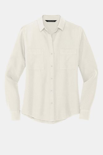 MERCER+METTLE Women's Stretch Crepe Long Sleeve Shirt image thumbnail