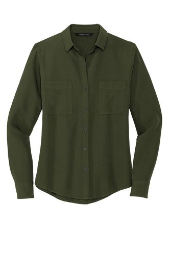 MERCER+METTLE Women's Stretch Crepe Long Sleeve Shirt image thumbnail