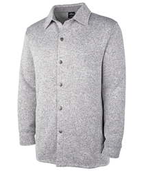 Image of Heathered Fleece Snap Shacket 1497