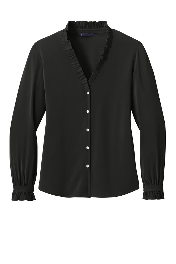 Brooks Brothers Women's Long Sleeve Ruffle Collar Blouse BB18011 primary image