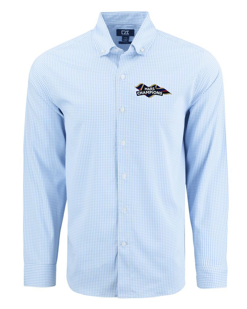 Mars Ribbon - Cutter & Buck Skyline Epic Confidence Recycled Gingham Mens Big & Tall Long Sleeve Dress Shirt (On-Demand) primary image