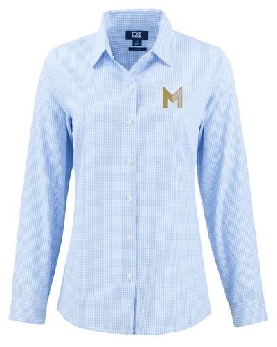 M Icon - Cutter & Buck Skyline Epic Confidence Recycled Gingham Womens Long Sleeve Dress Shirt  (On-Demand) image thumbnail