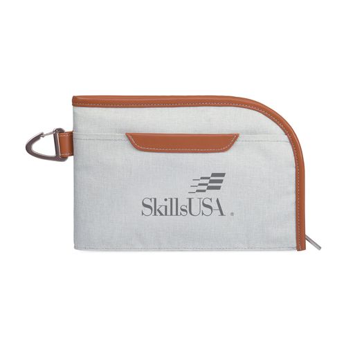 Grey Canvas and Leather Zippered Pouch image thumbnail