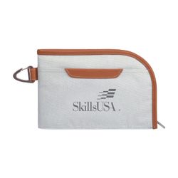 Image of Grey Canvas and Leather Zippered Pouch