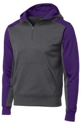 Image of Sport-Tek Tech Fleece Colorblock 1/4-Zip Hooded Sweatshirt. ST249