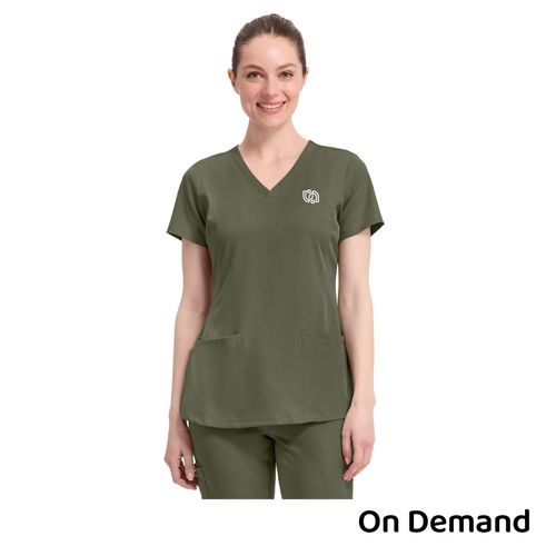 Healing Hands Women's V Neck Top - Olive image thumbnail