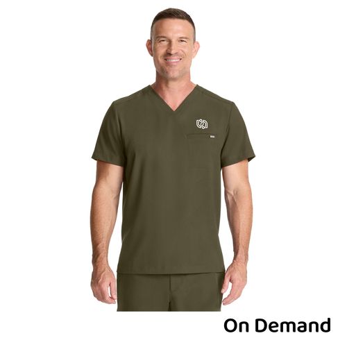 Healing Hands Men's V-Neck Top - Olive image thumbnail