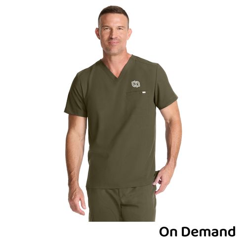 Healing Hands Men's V-Neck Top - Olive image thumbnail