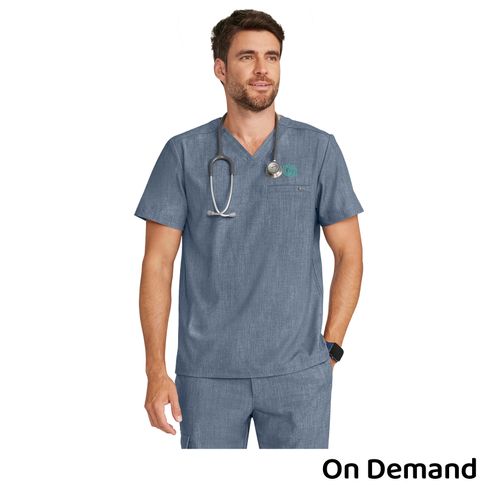 Healing Hands Men's V-Neck Top - Heather Ash image thumbnail