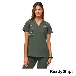 Image of FIGS Women's Catarina Scrub Top - Moss