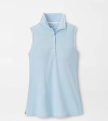 Image of Peter Millar Canterbury Tipped Sport Mesh Sleeveless Polo