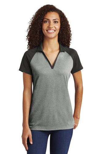 Sport-Tek Women's PosiCharge RacerMesh Raglan Heather Block Polo. LST641 image thumbnail Sport-Tek Women's PosiCharge RacerMesh Raglan Heather Block Polo. LST641 image thumbnail