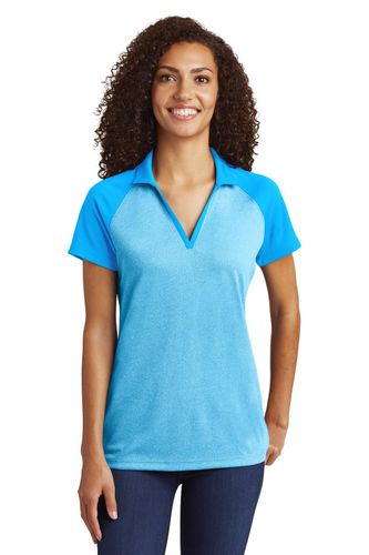 Sport-Tek Women's PosiCharge RacerMesh Raglan Heather Block Polo. LST641 image thumbnail Sport-Tek Women's PosiCharge RacerMesh Raglan Heather Block Polo. LST641 image thumbnail