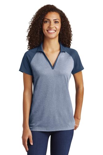 Sport-Tek Women's PosiCharge RacerMesh Raglan Heather Block Polo. LST641 image thumbnail Sport-Tek Women's PosiCharge RacerMesh Raglan Heather Block Polo. LST641 image thumbnail