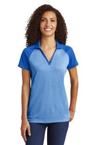 Sport-Tek Women's PosiCharge RacerMesh Raglan Heather Block Polo. LST641 image thumbnail Sport-Tek Women's PosiCharge RacerMesh Raglan Heather Block Polo. LST641 image thumbnail