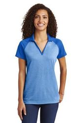 Image of Sport-Tek Women's PosiCharge RacerMesh Raglan Heather Block Polo. LST641