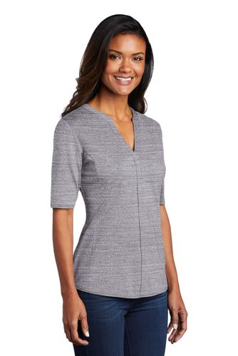 Port Authority Women's Stretch Heather Open Neck Top LK583 image thumbnail Port Authority Women's Stretch Heather Open Neck Top LK583 image thumbnail