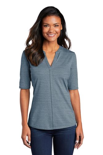 Port Authority Women's Stretch Heather Open Neck Top LK583 image thumbnail Port Authority Women's Stretch Heather Open Neck Top LK583 image thumbnail