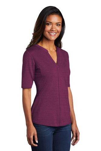 Port Authority Women's Stretch Heather Open Neck Top LK583 image thumbnail Port Authority Women's Stretch Heather Open Neck Top LK583 image thumbnail