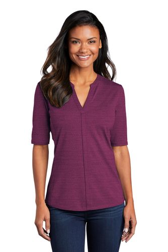 Port Authority Women's Stretch Heather Open Neck Top LK583 image thumbnail Port Authority Women's Stretch Heather Open Neck Top LK583 image thumbnail
