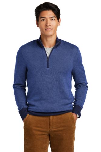 Brooks Brothers Washable Merino Birdseye 1/4-Zip Sweater BB18412 image thumbnail