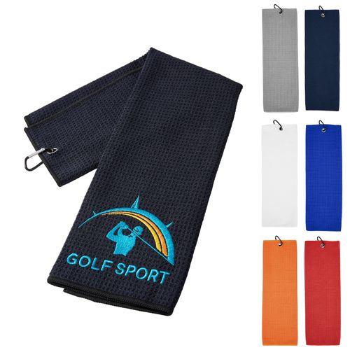 400GSM Waffle Texture Golf Towel With Hook-3 Holes image thumbnail