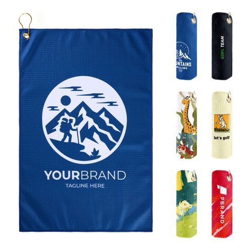 Waffle Texture Sublimated Golf Towel 16" X 24" image thumbnail