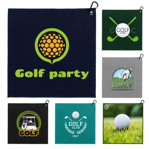 Full Color Waffle Texture Golf Towel image thumbnail