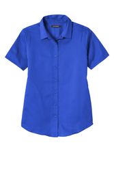 Image of Port Authority Ladies Short Sleeve SuperPro React Twill Shirt. LW809