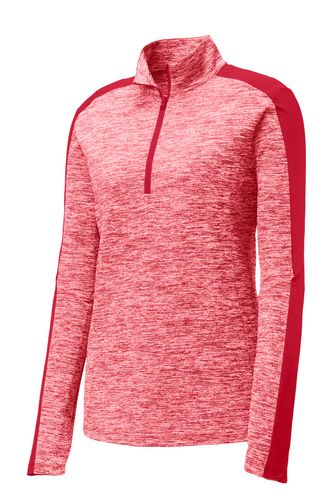 Sport-Tek Women's PosiCharge Electric Heather Colorblock 1/4-Zip Pullover.  image thumbnail